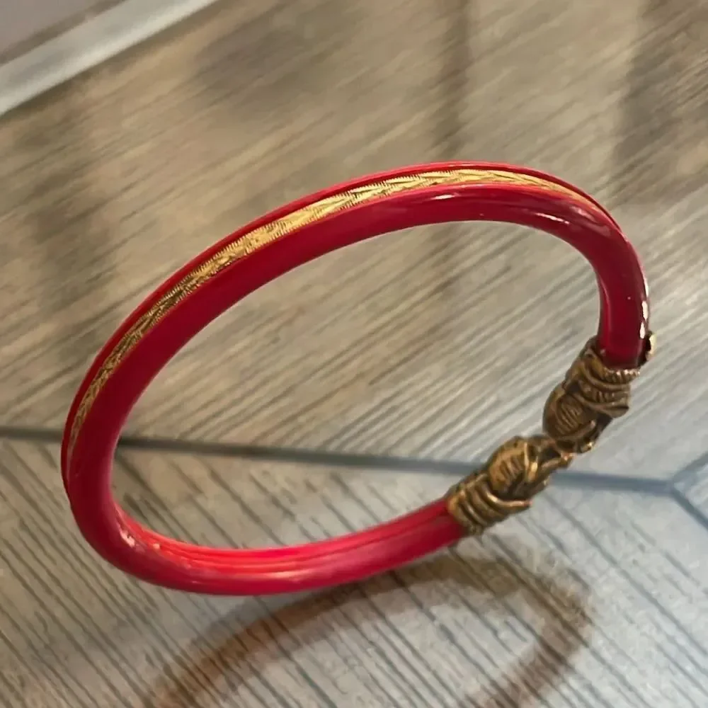 Gajmukhi Elephant Face Design Bangle Bracelet Lucite/Acrylic Tortoise Shell